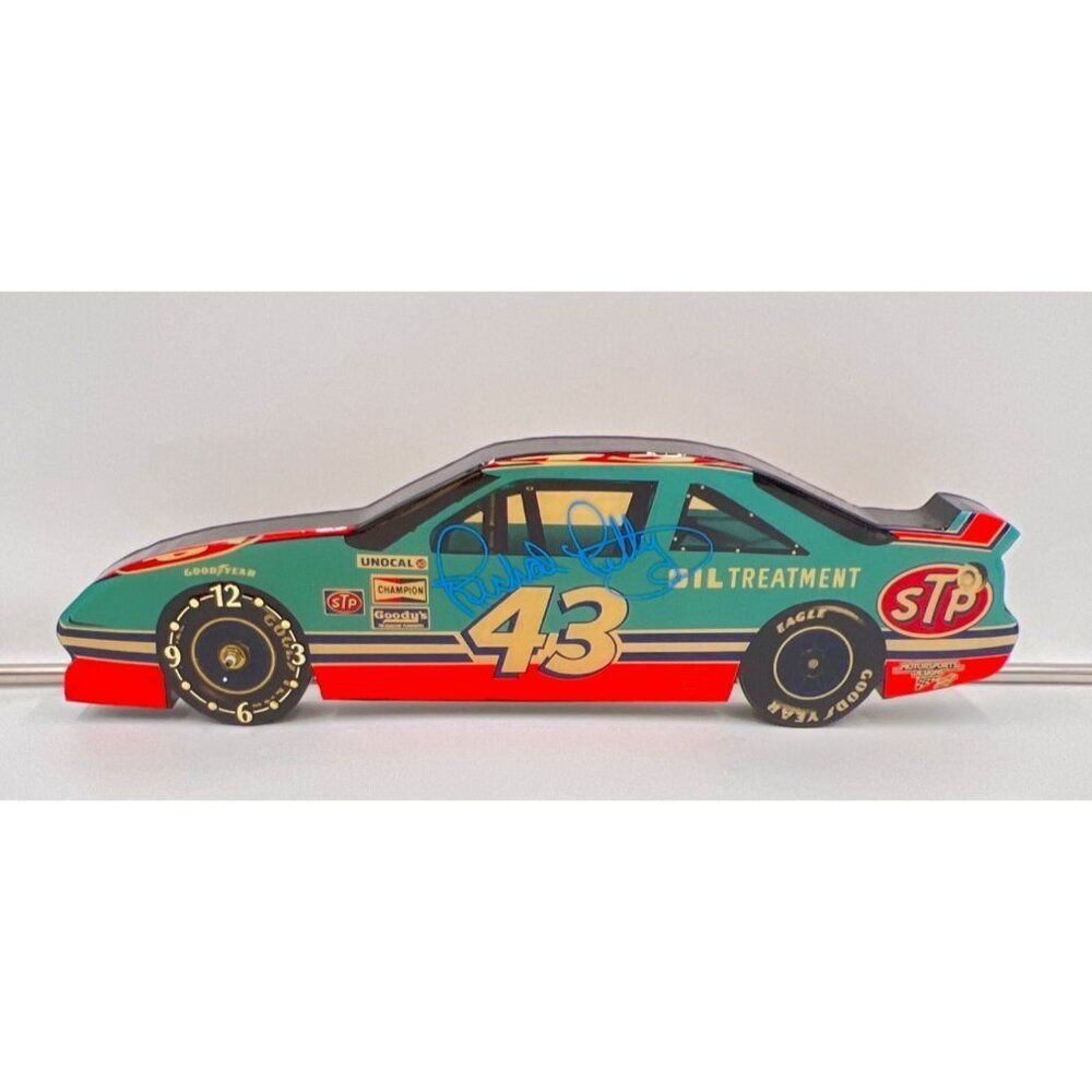 Richard Petty Signed NASCAR Race Car Wall Clock Wood Read